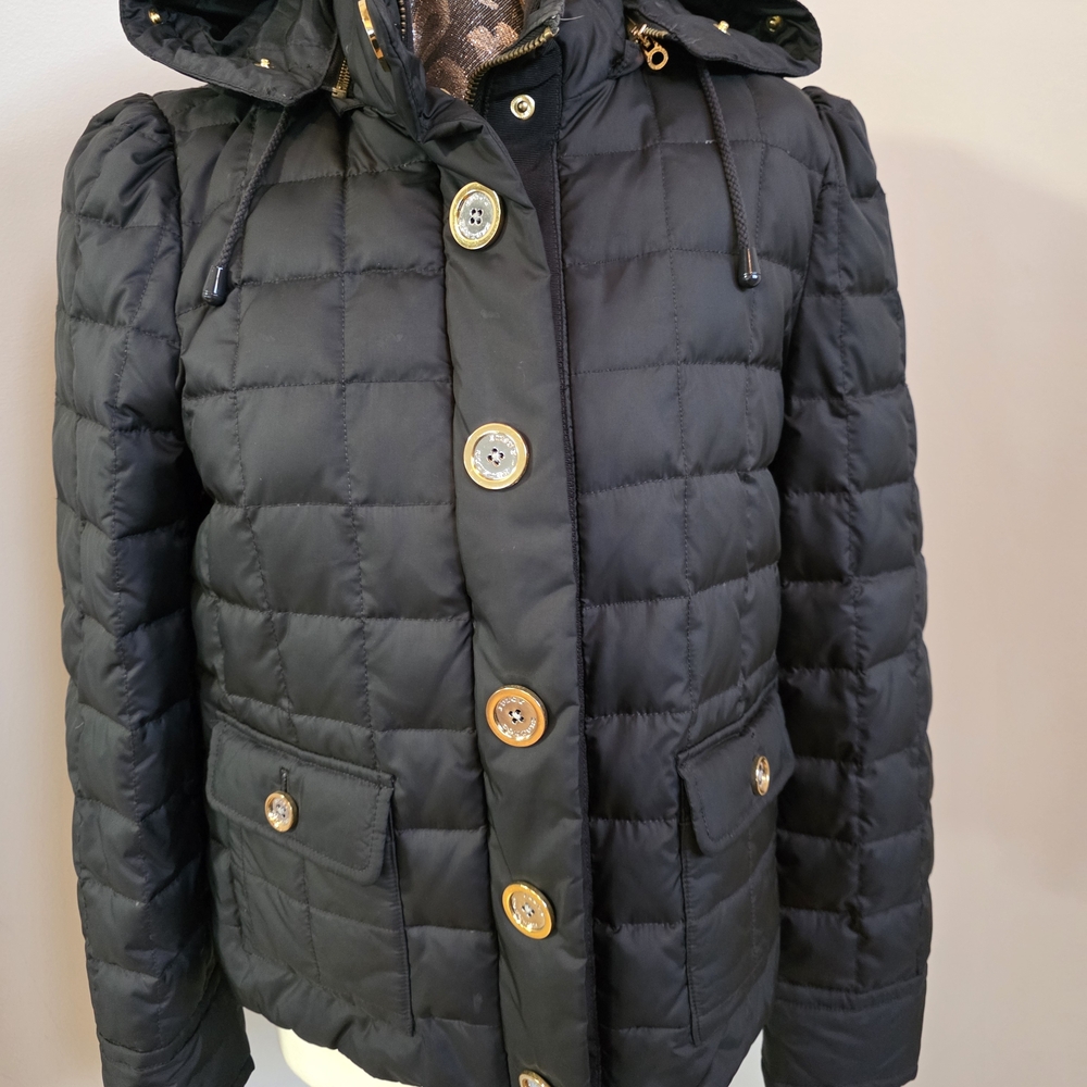 Vintage Juicy Couture Black Puffer Jacket with Gold Accents XL